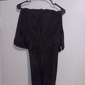 Angel Black Fringe Boot Cut Pants